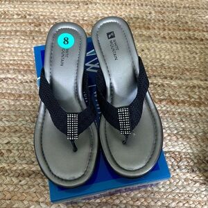 NWT White Mountain chic Wedge sandals @ lots of rhinestone accent bling! Sz 8M